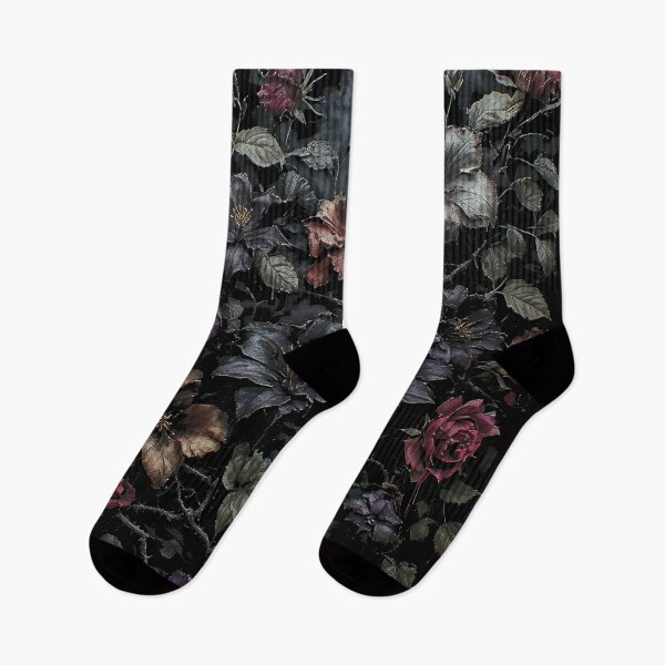 Item preview, Gothic Dark Flowers Moody Botanical Pattern (BLACK) designed and sold by MorbidDreams.