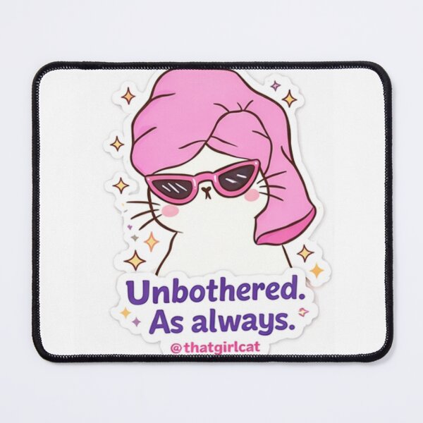 Item preview, Unbothered Cat Sticker – Sassy Cute Kawaii Cat Meme, Introvert Mood, Aesthetic Pink Cat designed and sold by sumodesign.
