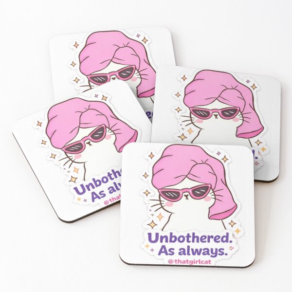 Item preview, Unbothered Cat Sticker – Sassy Cute Kawaii Cat Meme, Introvert Mood, Aesthetic Pink Cat designed and sold by sumodesign.