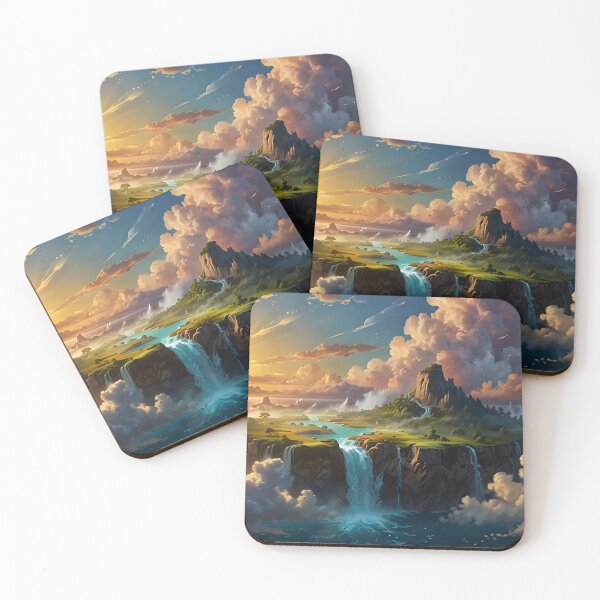Item preview, Surreal Floating Island Waterfall Dreamscape Landscape designed and sold by Glitchart66.