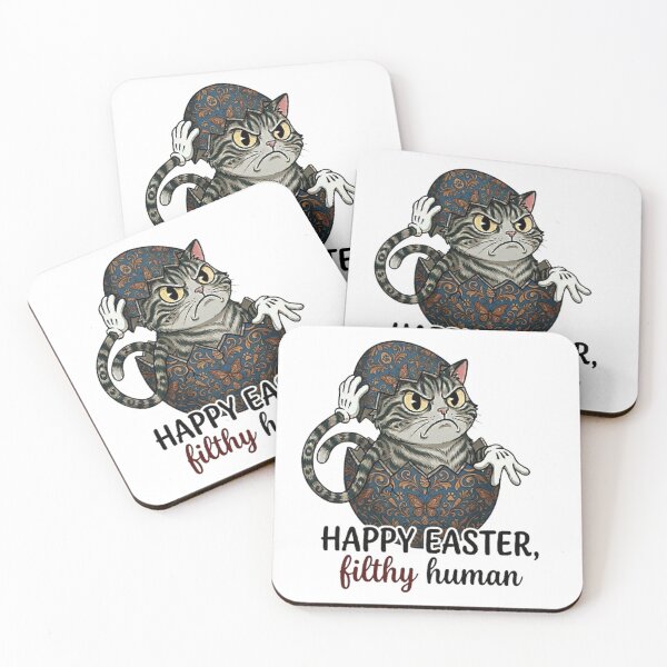 Item preview, Funny Grumpy Easter Cat "HAPPY EASTER, filthy human" designed and sold by PoomDesign.
