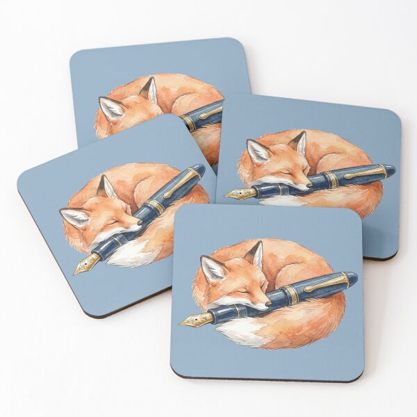 Item preview, The Ink Guardian: Watercolor Fox & Fountain Pen designed and sold by Paws And Pause.