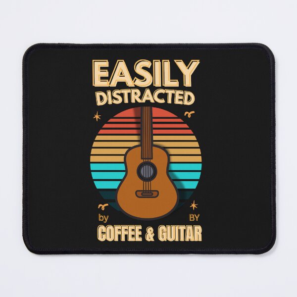 Item preview, Easily Distracted by Coffee and Guitar Vintage Retro Design designed and sold by Joyful-Pixel.