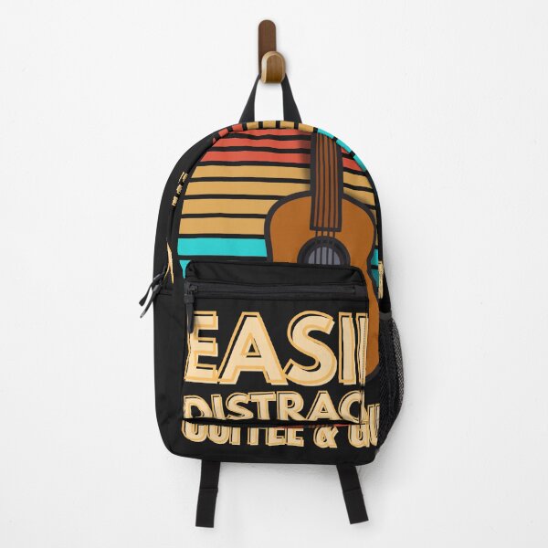 Item preview, Easily Distracted by Coffee and Guitar Vintage Retro Design designed and sold by Joyful-Pixel.