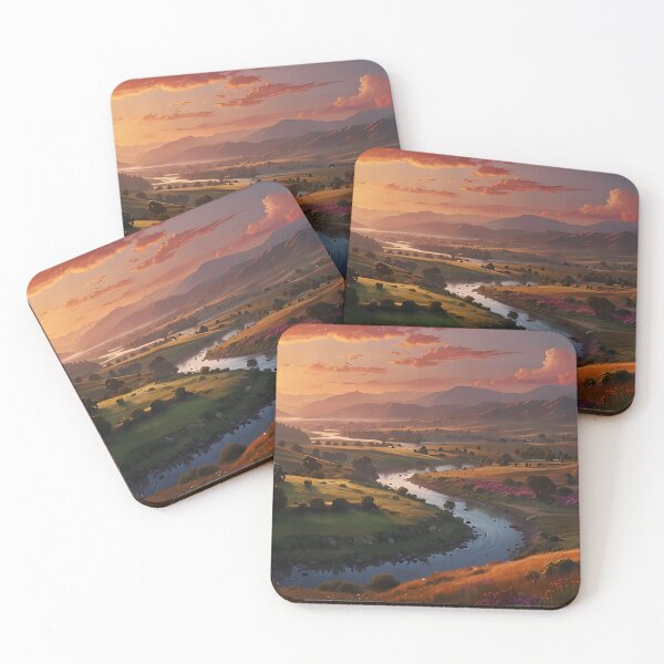 Item preview, Dreamy Sunset Valley Landscape designed and sold by Glitchart66.
