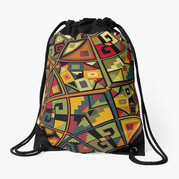African Traditional Fabric Design Drawstring Bag