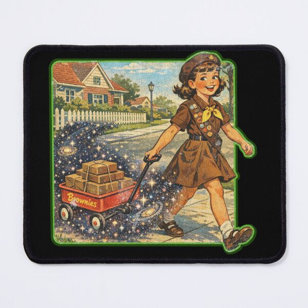 Item preview, Space Brownie Scout — Retro Dark-Humor Cartoon designed and sold by Nacho Average Designs.