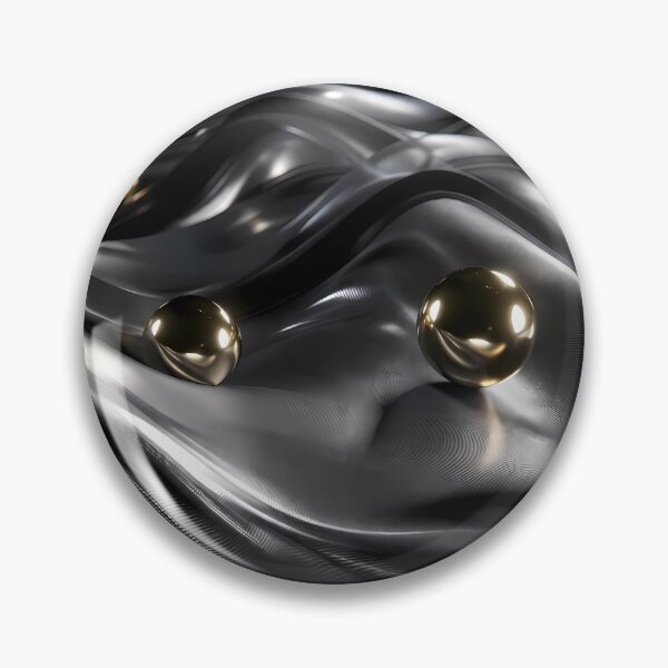 Item preview, Lustrous silver fabric-like waves adorned with reflective gold spheres in a dark, moody setting. designed and sold by Dreamy Armine Art.