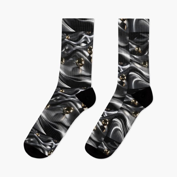 Item preview, Lustrous silver fabric-like waves adorned with reflective gold spheres in a dark, moody setting. designed and sold by Dreamy Armine Art.