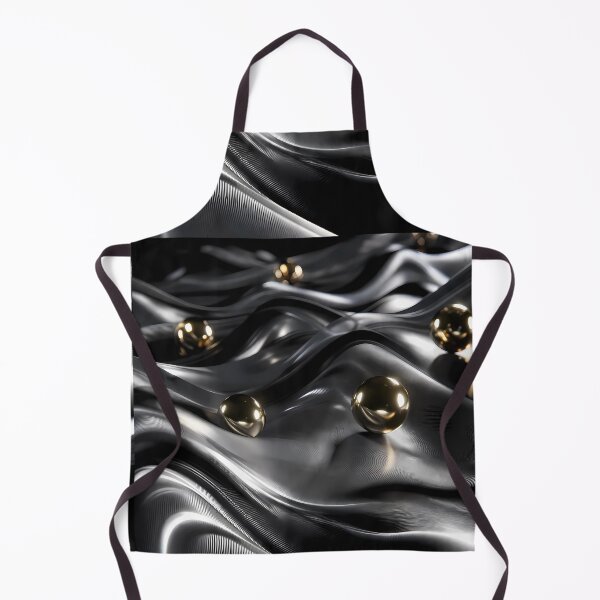 Item preview, Lustrous silver fabric-like waves adorned with reflective gold spheres in a dark, moody setting. designed and sold by Dreamy Armine Art.