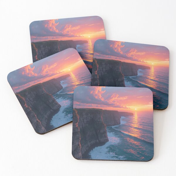 Item preview, Dreamy Ocean Cliff Sunset Landscape designed and sold by Glitchart66.
