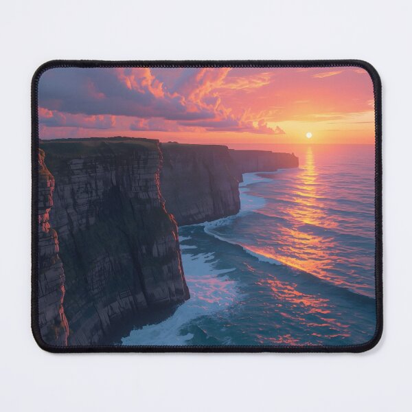 Item preview, Dreamy Ocean Cliff Sunset Landscape designed and sold by Glitchart66.