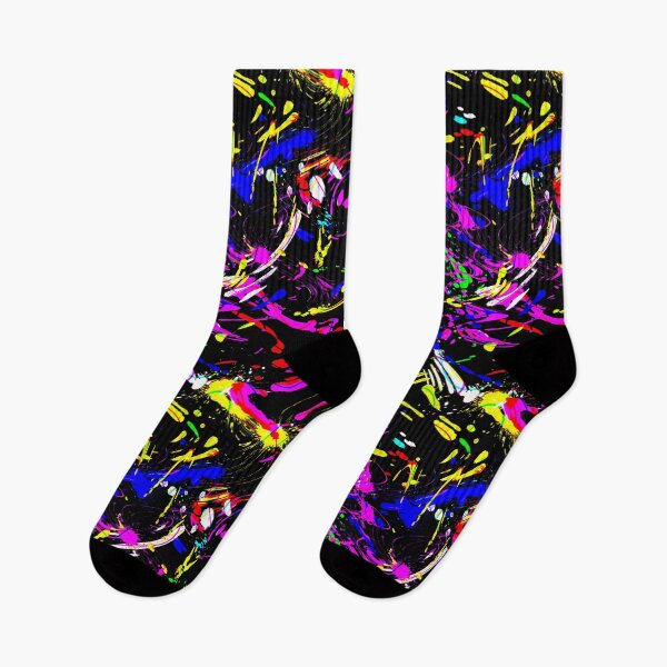 Item preview, Colorful Paint Splatter Pattern On Black designed and sold by ArtVixen.