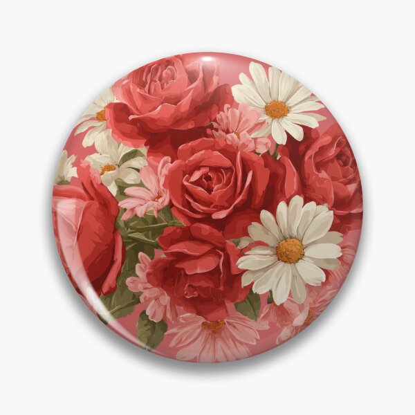 Item preview, Romantic Red Roses and White Daisies Bouquet - Classic Floral Art designed and sold by SolutionsArt.