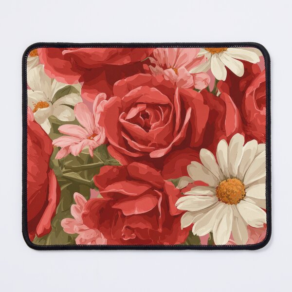 Item preview, Romantic Red Roses and White Daisies Bouquet - Classic Floral Art designed and sold by SolutionsArt.