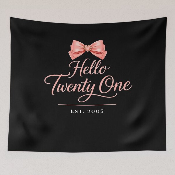 Item preview, Hello Twenty One – 21st Birthday Celebration Pink Bow Est 2005 Cute Milestone Design designed and sold by bilal sibgui.
