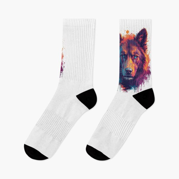 Item preview, Colorful Watercolor Wolf Portrait Art designed and sold by CiNi13.
