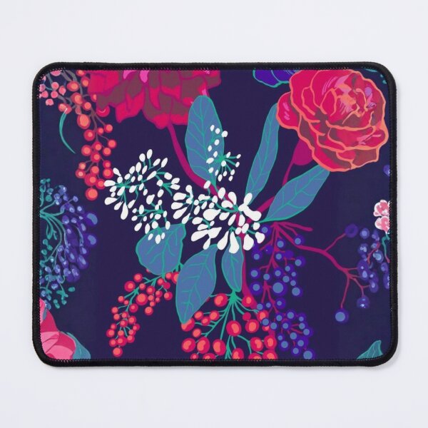 Item preview, Moody Midnight Botanical - Dark Floral with Pink Berries & Blooms Art designed and sold by Siriusvibes.