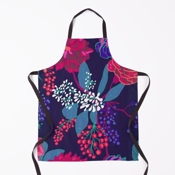 Item preview, Moody Midnight Botanical - Dark Floral with Pink Berries & Blooms Art designed and sold by Siriusvibes.