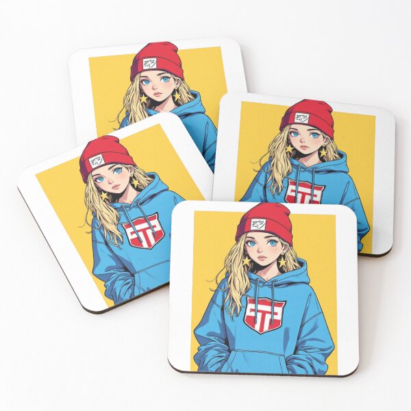 Item preview, Primary Pop Skater: Vibrant Beanie & Blue Hoodie Girl designed and sold by Jimakmo.