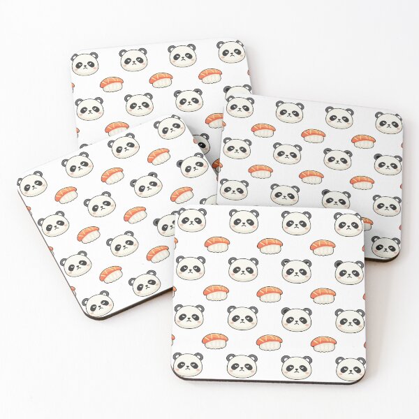 Item preview, Grumpy Panda Sushi Seamless Pattern Black designed and sold by The Grumpy Pet Club.