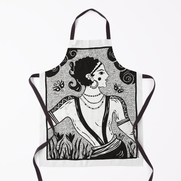 Item preview, Minoan Saffron Gatherer Fresco Black and White - Akrotiri Ancient Crete Art designed and sold by Ancient-Tales.