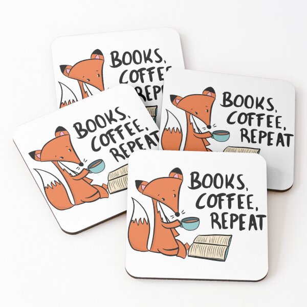 Item preview, Books Coffee Repeat Cute Reading Fox designed and sold by DesignFreakArt.