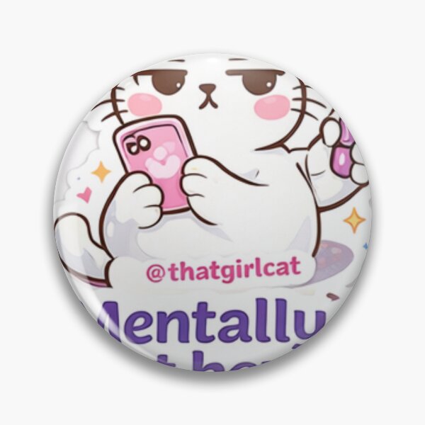 Artikelvorschau, „Mental nicht da“-Katzenaufkleber – Lustiges Meme für Introvertierte, süße Kawaii-Katze, nachvollziehbare Stimmungsästhetik, „Soziale Energie fehlt“ entworfen und verkauft von sumodesign.