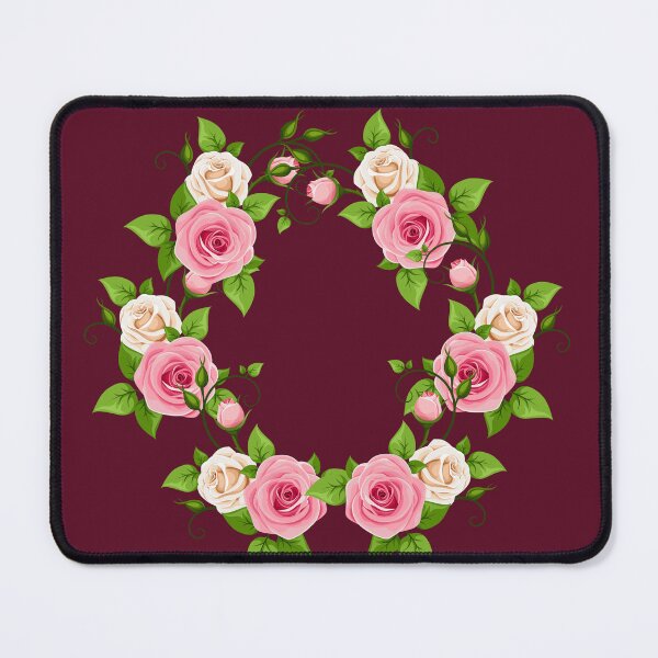 Item preview, Elegant Pink and White Rose Wreath - Classic Floral Circle Frame designed and sold by SolutionsArt.