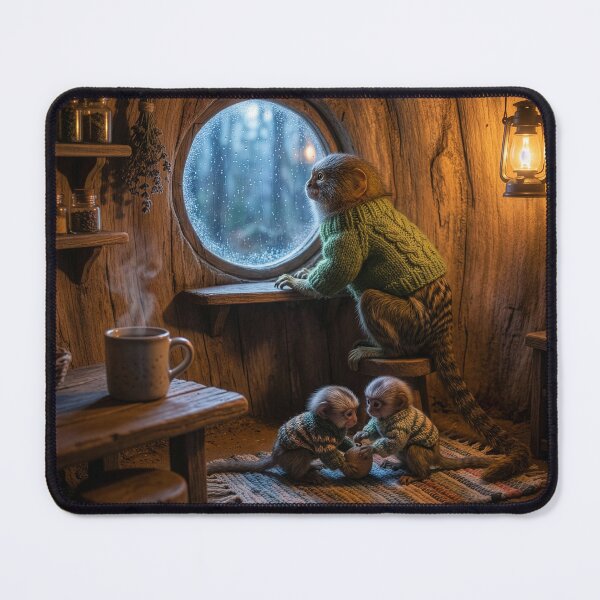Item preview, Pygmy Marmoset Family in Their Hollow Log Home designed and sold by Tridentulus.