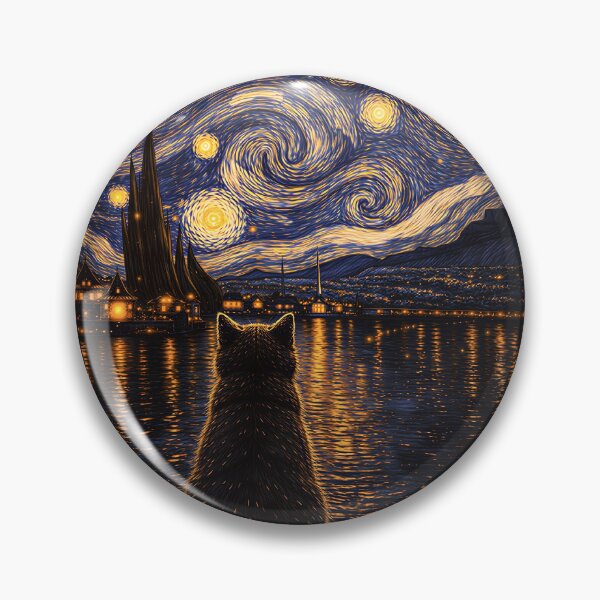 Item preview, Tuxedo Cat Starry Night Van Gogh Cat  designed and sold by gear-posters.