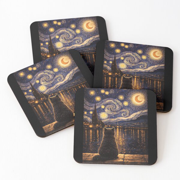 Item preview, Tuxedo Cat Starry Night Van Gogh Cat  designed and sold by gear-posters.