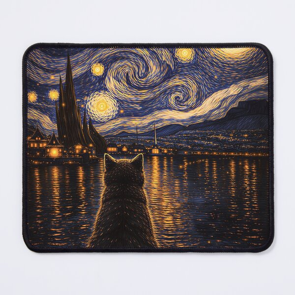 Item preview, Tuxedo Cat Starry Night Van Gogh Cat  designed and sold by gear-posters.