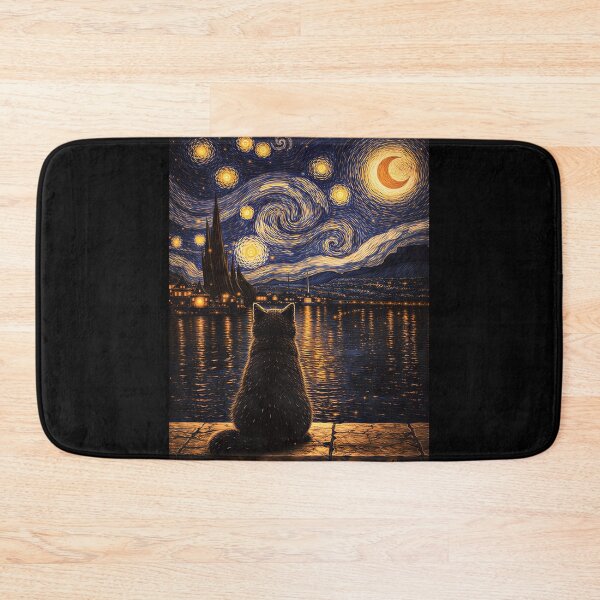 Item preview, Tuxedo Cat Starry Night Van Gogh Cat  designed and sold by gear-posters.