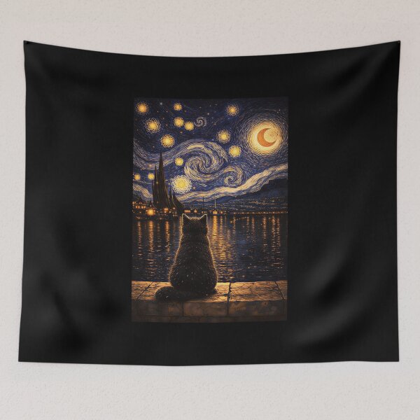 Item preview, Tuxedo Cat Starry Night Van Gogh Cat  designed and sold by gear-posters.