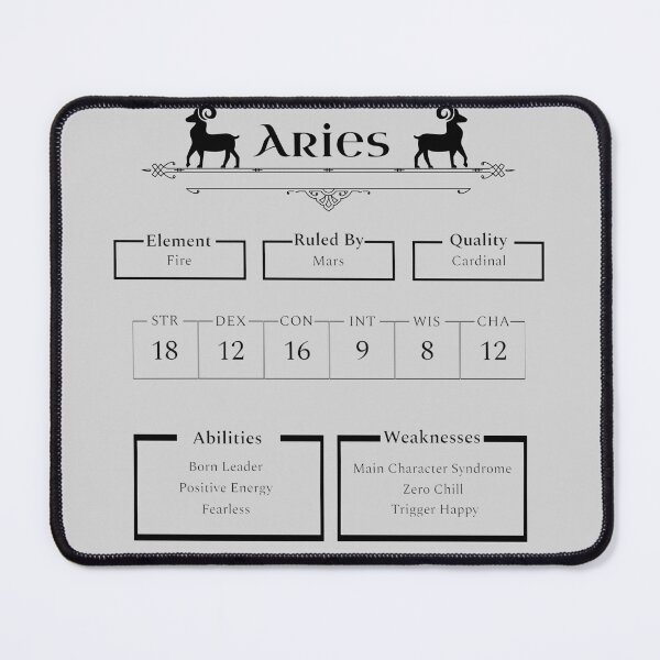 Item preview, Aries Character Sheet - Zodiac x Dungeons & Dragons designed and sold by ShopStellar.