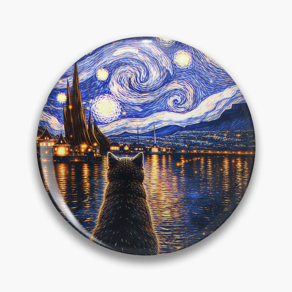 Item preview, Tuxedo Cat Starry Night Van Gogh Cat  designed and sold by gear-posters.