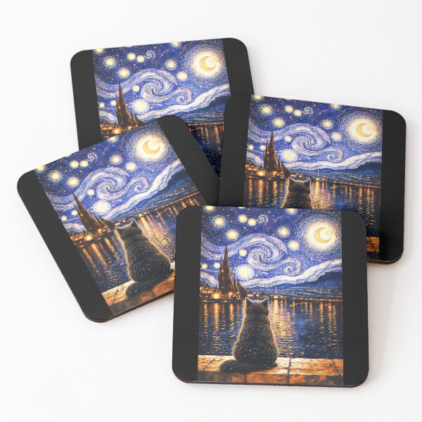 Item preview, Tuxedo Cat Starry Night Van Gogh Cat  designed and sold by gear-posters.