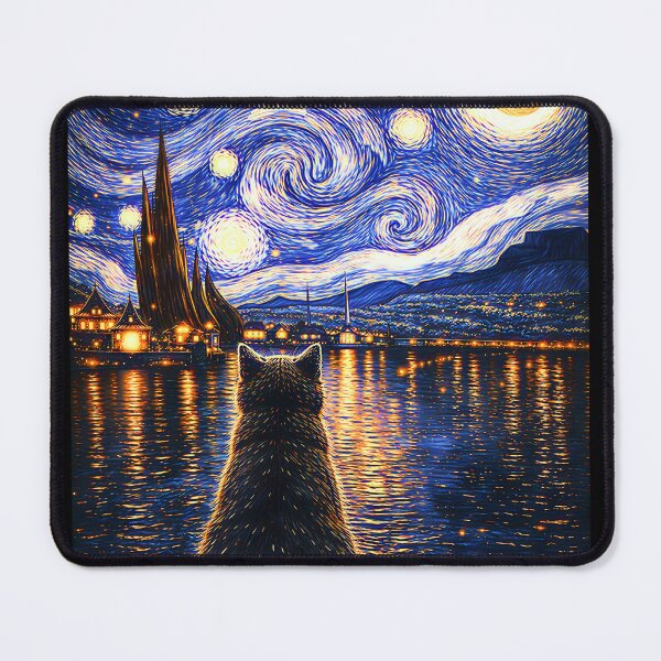 Item preview, Tuxedo Cat Starry Night Van Gogh Cat  designed and sold by gear-posters.