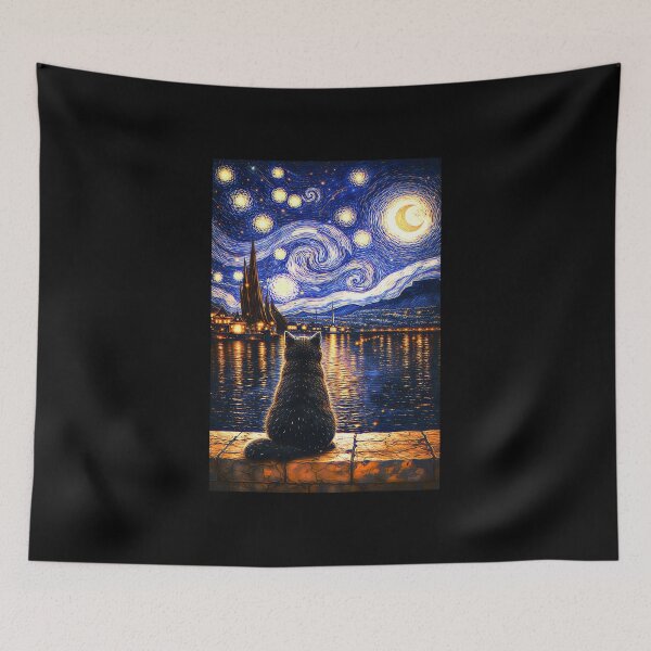 Item preview, Tuxedo Cat Starry Night Van Gogh Cat  designed and sold by gear-posters.
