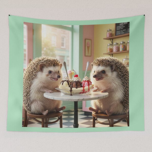 Item preview, Happy Hedgehogs Share a Banana Split  designed and sold by Tridentulus.