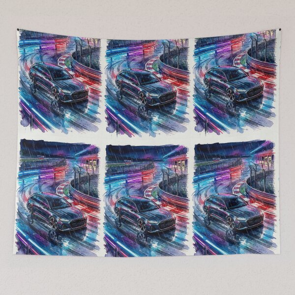 Item preview, Artistic watercolor of dynamic sports wagon on a wet track designed and sold by RevUpDesign.