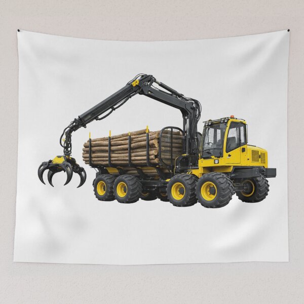 Item preview, Heavy Duty Forest Forwarder with Timber Load – Logging Machinery Illustration designed and sold by Radekku.