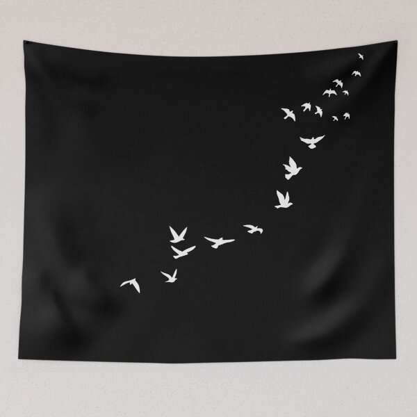 Item preview, Minimalist White Birds Flight Silhouette, Aesthetic Birds in Motion Black & White designed and sold by Like it.