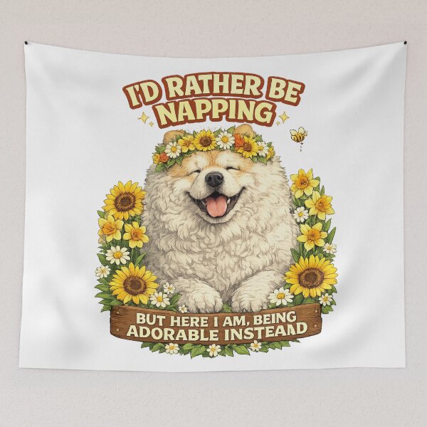 Item preview, Funny Cute Dog Napping Quote with Sunflowers Vintage Style designed and sold by Silver  Stone.