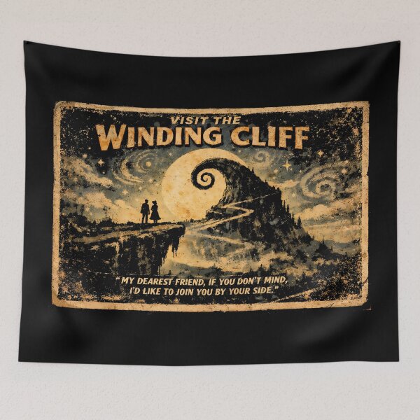 Item preview, Winding Spiral Cliff Spooky Retro Travel Postcard Worn designed and sold by agearb.