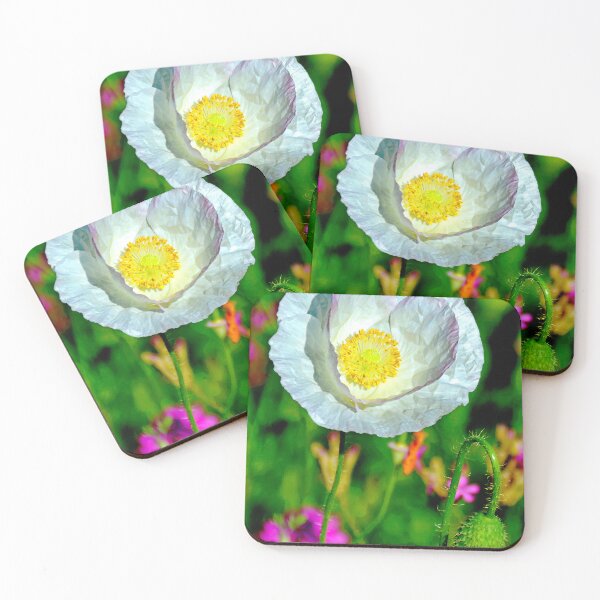 Item preview, White Poppy Wildflower in Full Bloom, Single Bud designed and sold by AMacGPhilly.
