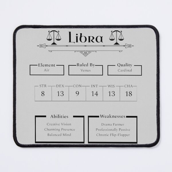 Item preview, Libra Character Sheet - Zodiac x Dungeons & Dragons designed and sold by ShopStellar.
