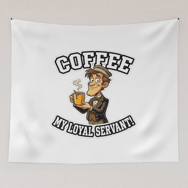 Item preview, HQ Whimsical Coffee Servant Caricature Art designed and sold by ABArtByAlexST.