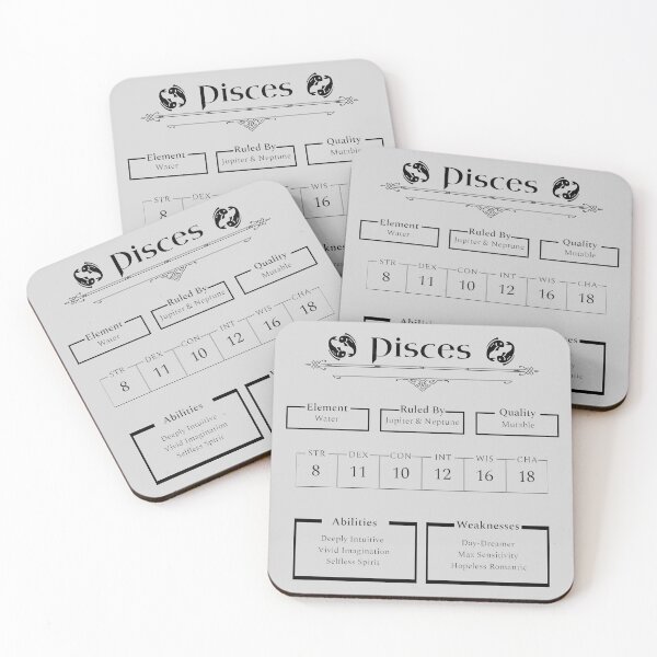 Item preview, Pisces Character Sheet - Zodiac x Dungeons & Dragons designed and sold by ShopStellar.
